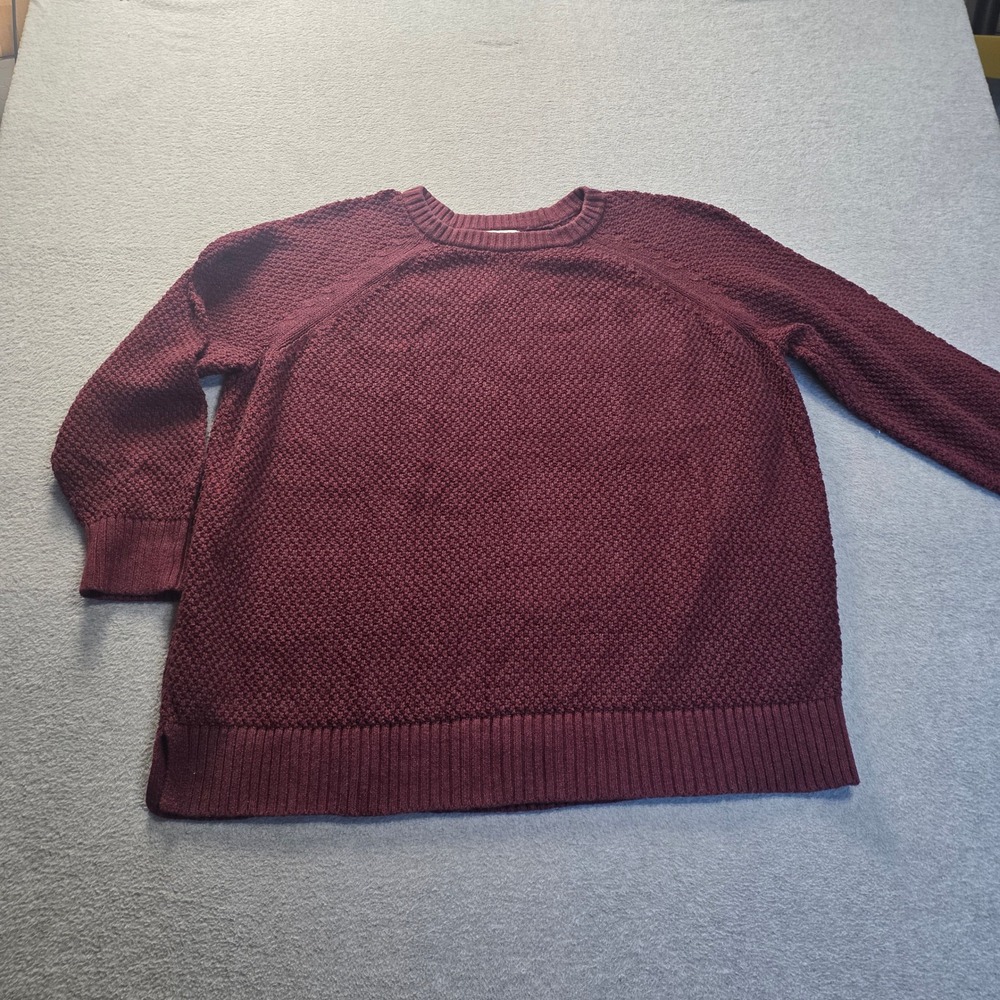 Old Navy Textured Knit Sweater Womens Large Burgundy Crewneck Pullover Raglan